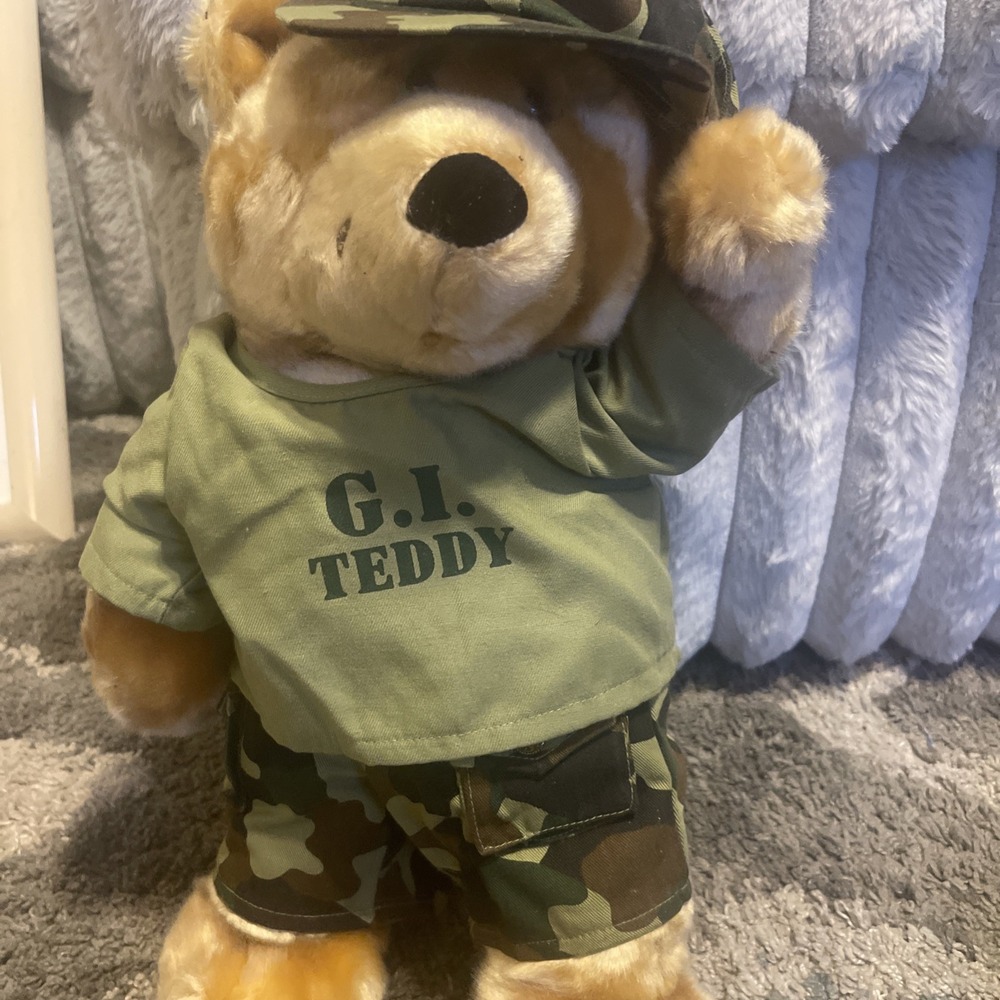Dan Dee‎ Plush Bear With Camo Fatigues GI Teddy Collectible HTF with fatigues